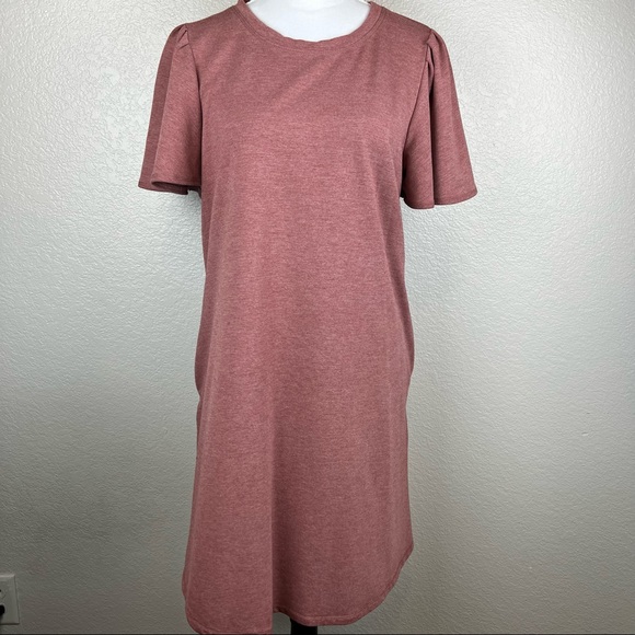 Mind Over Matter Mauve Pink Pocket Jersey Dress Large - Picture 7 of 11